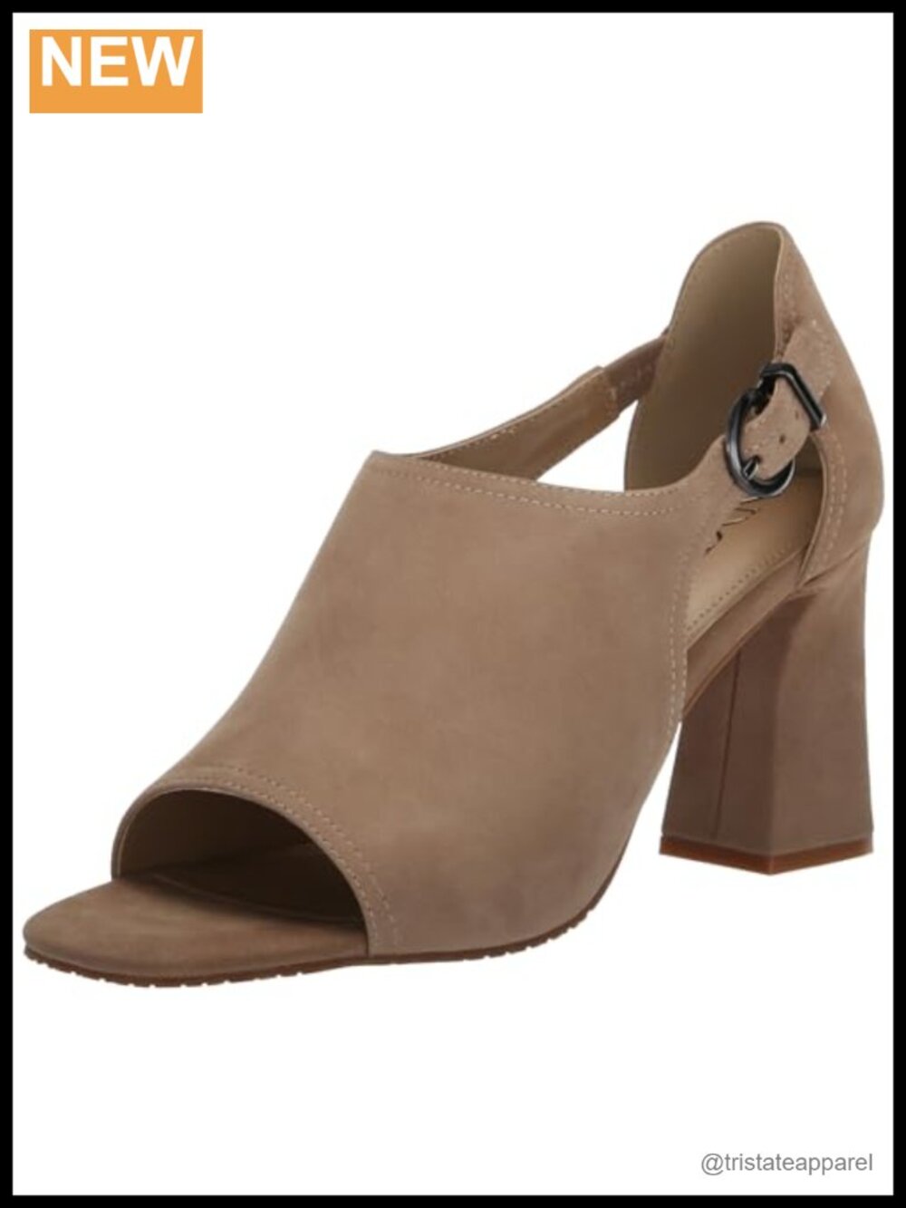 Suede Cutout Block Heel Open Toe Shootie Square Toe Buckle
